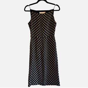 Vera Wang Silk Polka Dot Long Dress Black and Beige 1990s vintage Y2K style